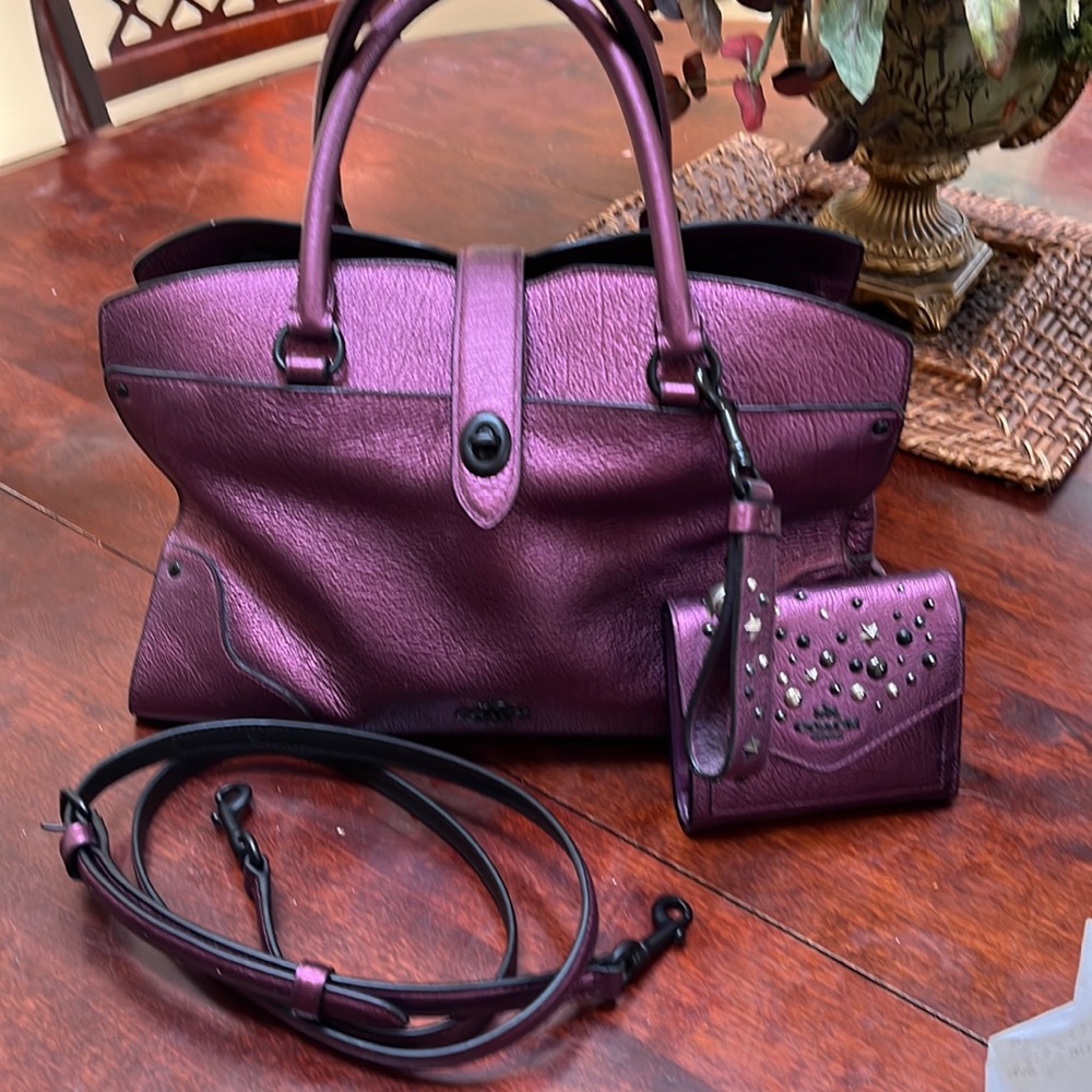 Coach Mercer bag with matching wallet and hanging charm.